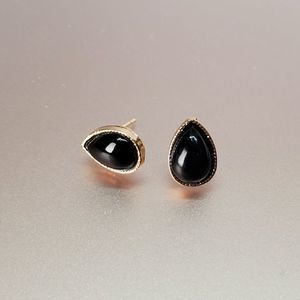 Black Teardrop Stud Earrings